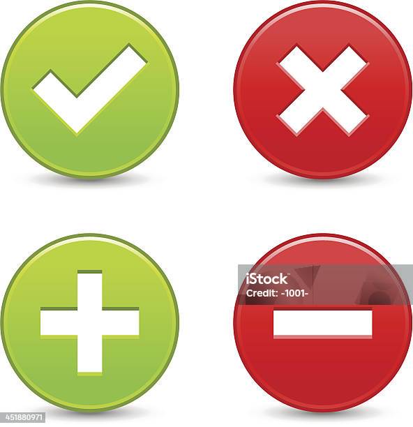 Validation Icon Circle Button Plus Minus Check Mark Delete Sign Stock Illustration - Download Image Now