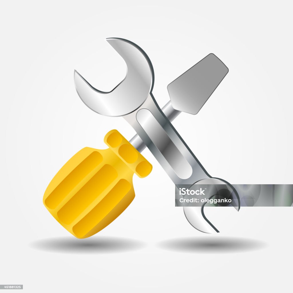 Chave de fenda e Wrench ícone de vetor ilustração - Vetor de Abstrato royalty-free