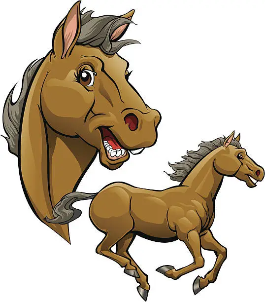 Vector illustration of Horse Cartoon