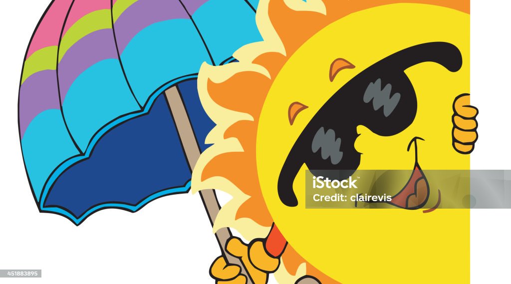 Lurking słońce z parasolem - Grafika wektorowa royalty-free (Antropomorficzna buźka)