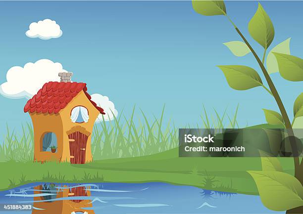 Krajobraz - Stockowe grafiki wektorowe i więcej obrazów Dom z bali - Dom z bali, Jezioro, Biały