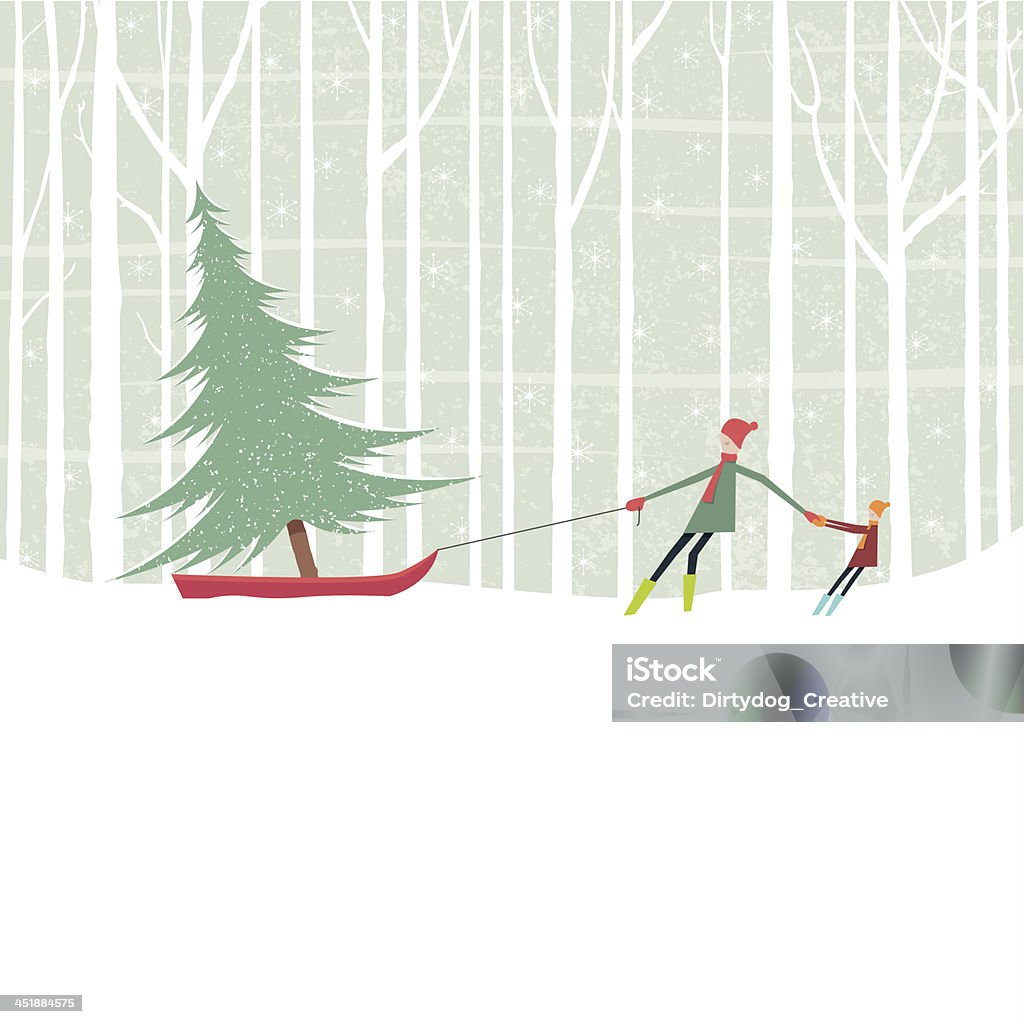 Christmas tree pulled on sledge through forest Christmas tree & sledge. Download files include: Illustrator CS3 • Illustrator 10 eps • Large hires jpeg Christmas stock vector
