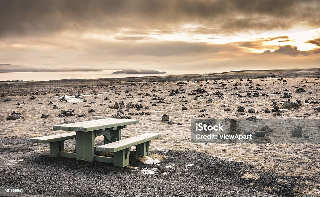 Pustynny krajobraz w Islandii o zachodzie słońca - Zbiór zdjęć royalty-free (Arktyka)
