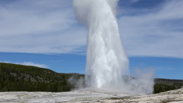 HD video Erupting Old Faithful geyser Yellowstone NP