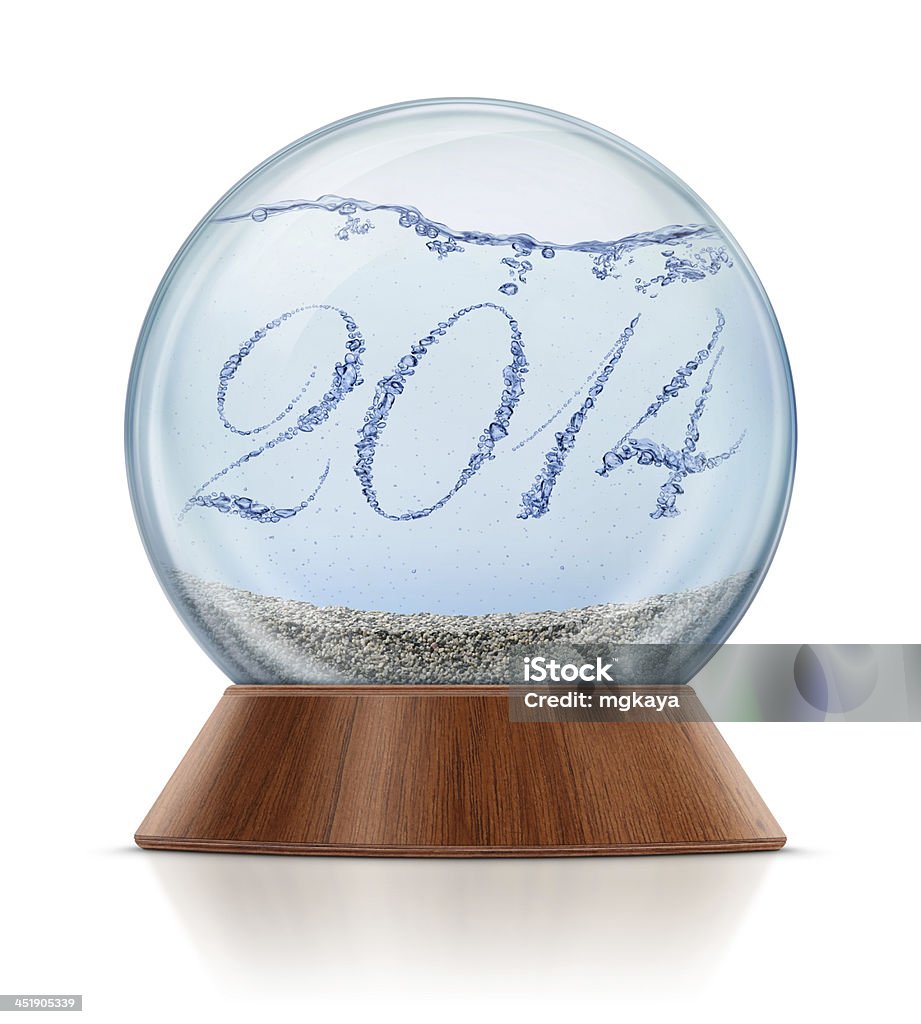 New Year 2014 - Bubbles in Snow Globe Water bubbles in the shape of "2014" with blue water background in the snow globe. Liquid Stock Photo