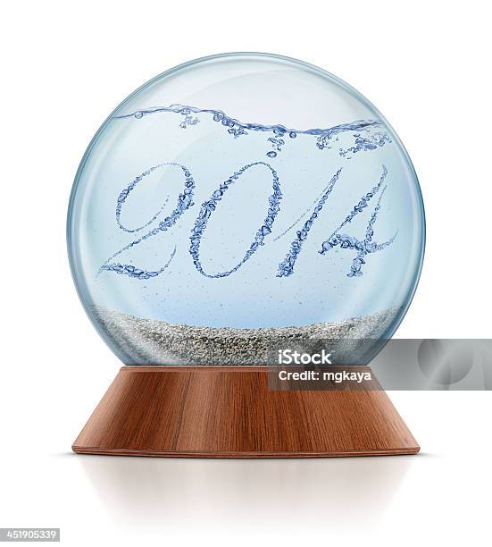 New Year 2014 Bubbles In Snow Globe Stock Photo - Download Image Now - Liquid, Snow Globe, 2014