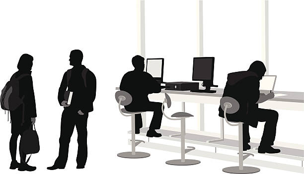 seatedatpc - focus on shadow computer graphic learning black stock-grafiken, -clipart, -cartoons und -symbole