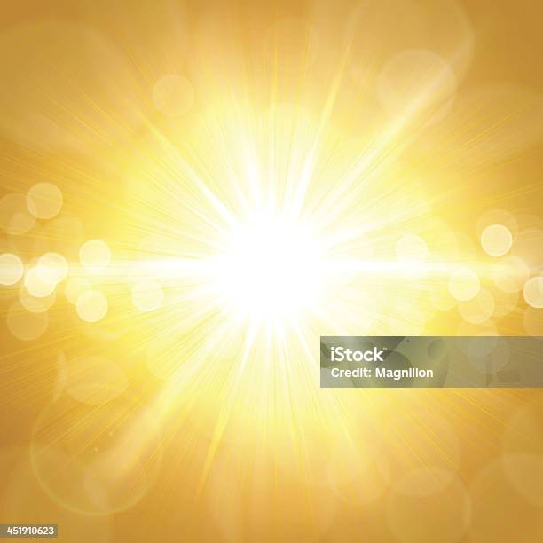 Fundo De Verão Amarelo - Arte vetorial de stock e mais imagens de Efeito de refração de luz - Efeito de refração de luz, Amarelo, Luz