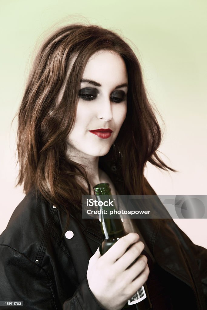 Depressed woman Depressed woman with beer. Adult Stock Photo