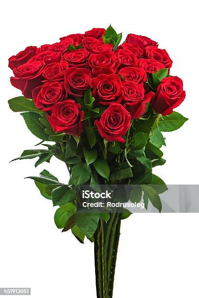 Colorful Flower Bouquet From Red Roses Isolated On White Backgro Stock Photo - Download Image Now