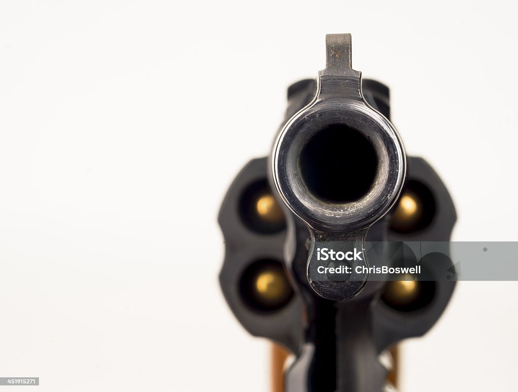 38 Snub Nose Revolver Weapon Gun Pointed at Viewer Close up Barrel Snub Nose Revolver Gun Weapon pointed at You Handgun Stock Photo