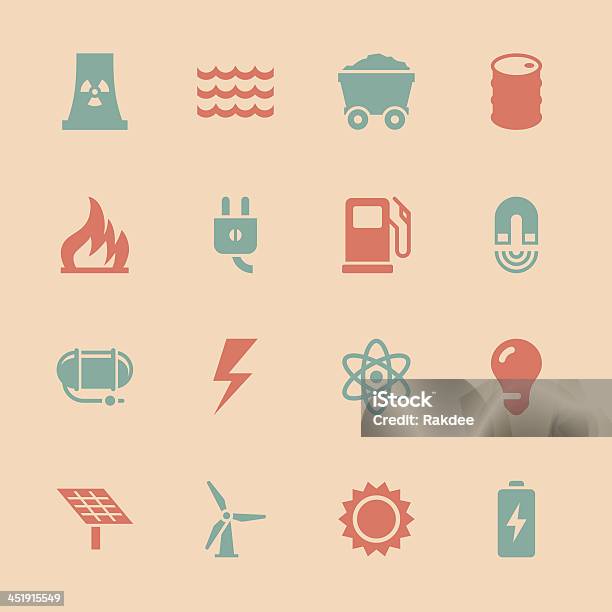 Energy Icons Color Series Eps10 Stock Illustration - Download Image Now - Battery, Fire - Natural Phenomenon, Carbon Dioxide
