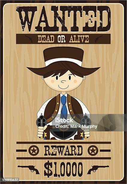 Cowboy Outlaw Wanted Postersegnale Inglese - Immagini vettoriali stock e altre immagini di A forma di stella - A forma di stella, Arma da fuoco, Armi