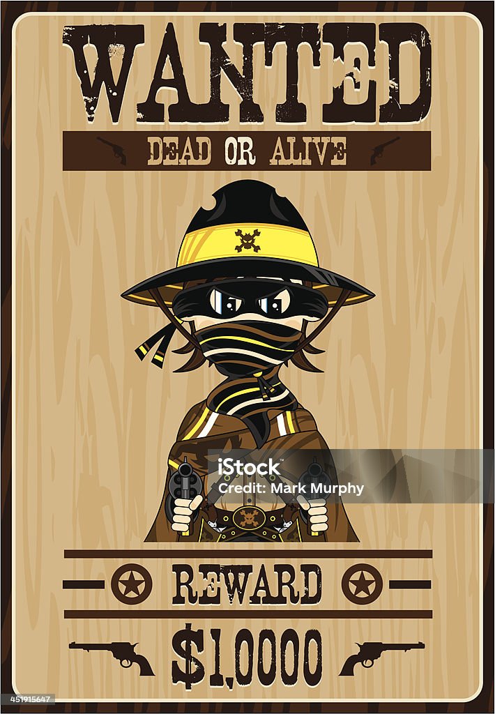 Cowboy Outlaw Wanted-englisches Plakat - Lizenzfrei Anreiz Vektorgrafik
