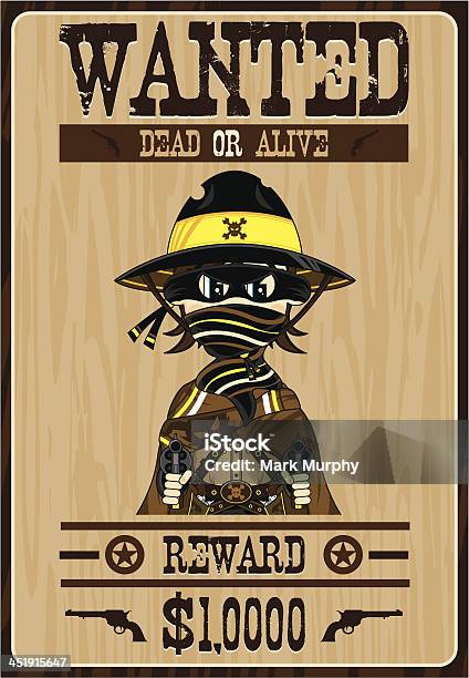 Cowboy Outlaw Wantedenglisches Plakat Stock Vektor Art und mehr Bilder von Anreiz - Anreiz, Charakterkopf, ClipArt