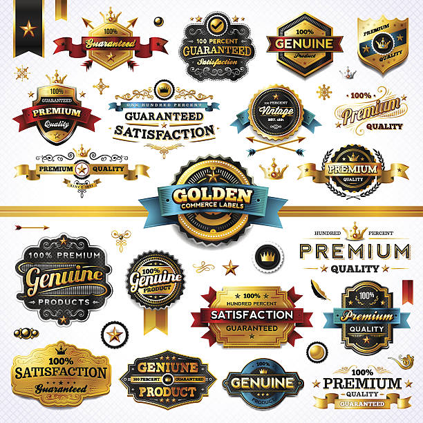 Golden Commerce Labels - Megaset (Light) vector art illustration