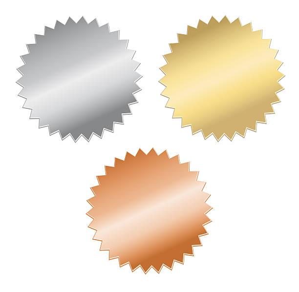 Silver, gold, and bronze medals on a white background