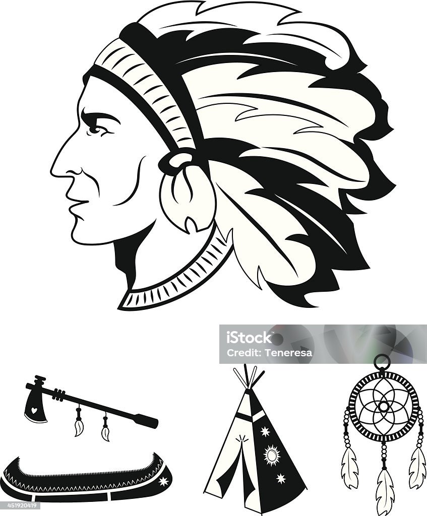 Indian icons set Indian icons. Black and white. Editable vector set. EPS 10 Indigenous Peoples of the Americas stock vector