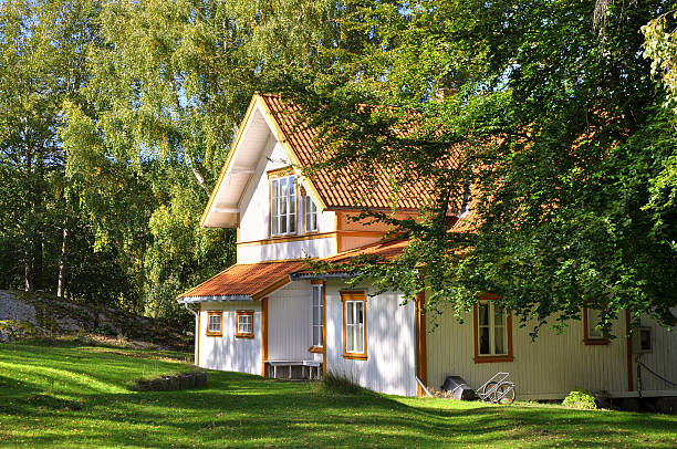 Norwegian country house stock photo