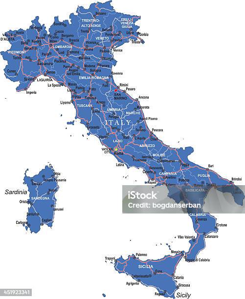 Carte Ditalie Vecteurs libres de droits et plus d'images vectorielles de Carte - Carte, Italie, Belluno