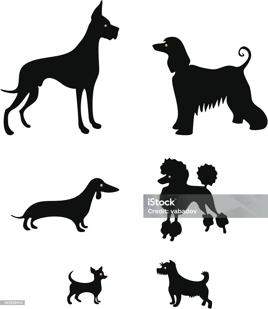 Funny siluetas de perros - arte vectorial de Caniche libre de derechos