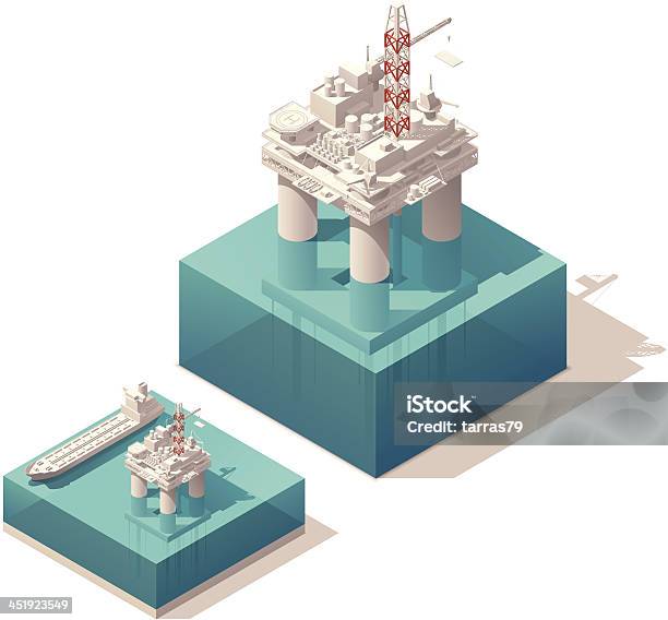 Isométrique Huile Plateforme Vecteurs libres de droits et plus d'images vectorielles de Plateforme offshore - Plateforme offshore, Perspective isométrique, Pétrole