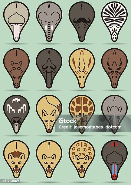 Africa Animal Vector Pointer Set Stock Illustration - Download Image Now - Adventure, Africa, African Buffalo