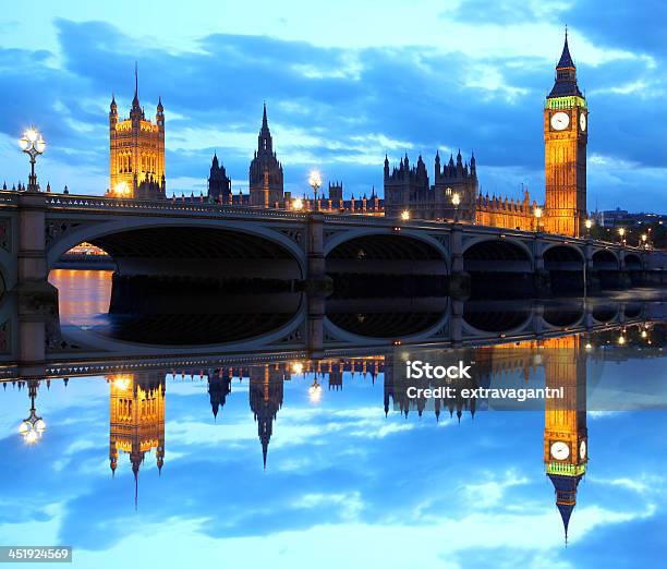 Famous Big Ben In The Evening With Bridge London England Stock Photo - Download Image Now