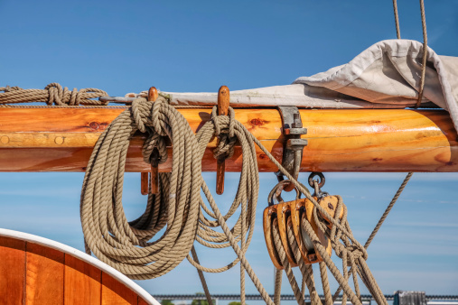 Masts and ropes of a large sailing ship