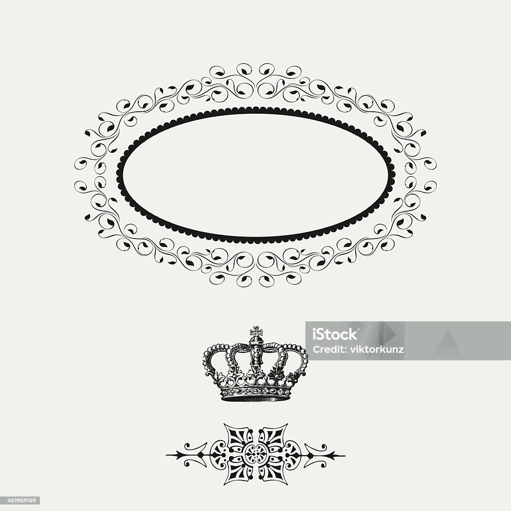 Elegant frame banner Elegant frame banner with crown, floral elements on the ornate background. Vector illustration. Abstract Stock Photo
