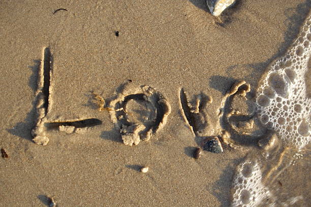 istock Love in sand - word of emotion 451962731
