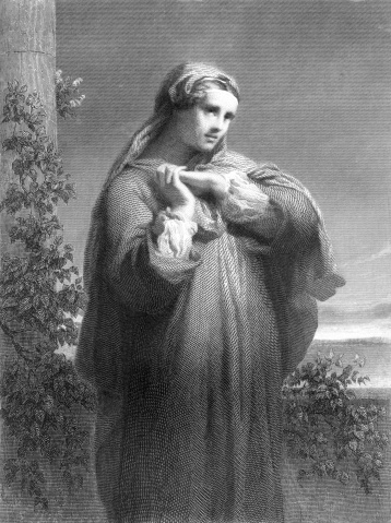 St. Monica - antique engraving by A. Leroy, after design by Ed. Dubufe.