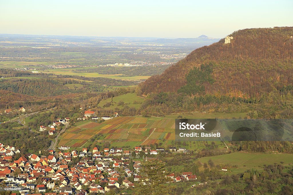 Panoramablick im Herbst - Lizenzfrei Ansicht aus erhöhter Perspektive Stock-Foto