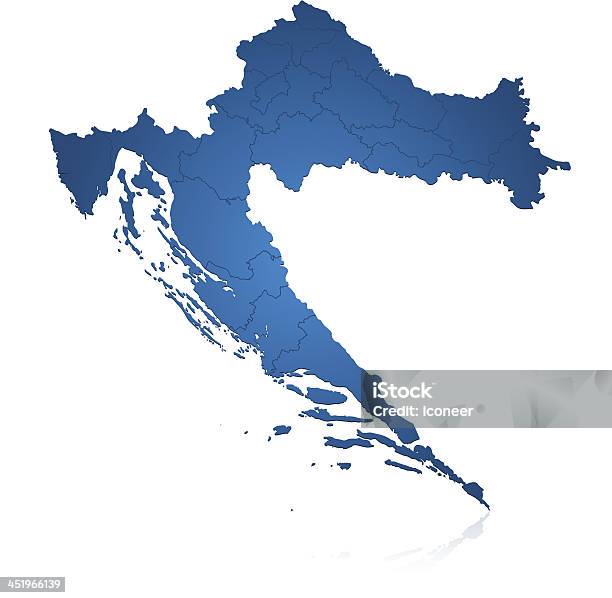 Croatie Carte Bleue Vecteurs libres de droits et plus d'images vectorielles de Balkans - Balkans, Bleu, Carte