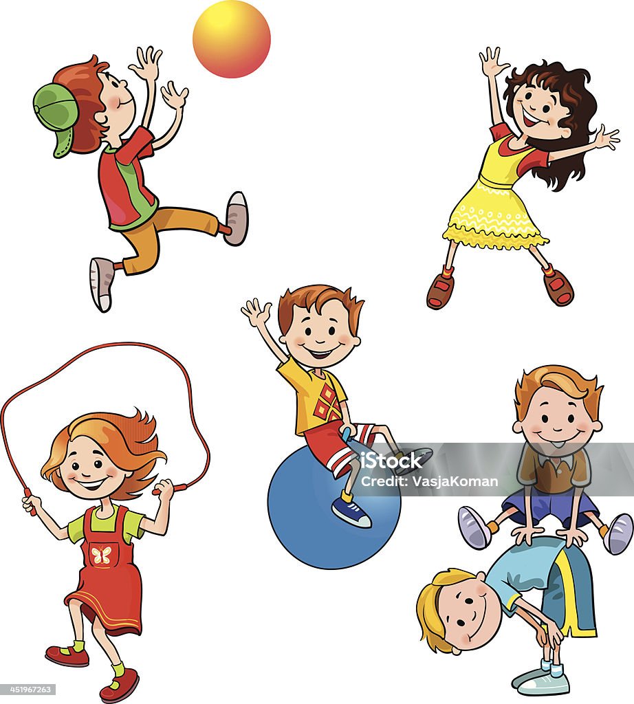 Children's Playing Collection Collection of children at play placed on separate layers for easy editing.  Cartoon stock vector