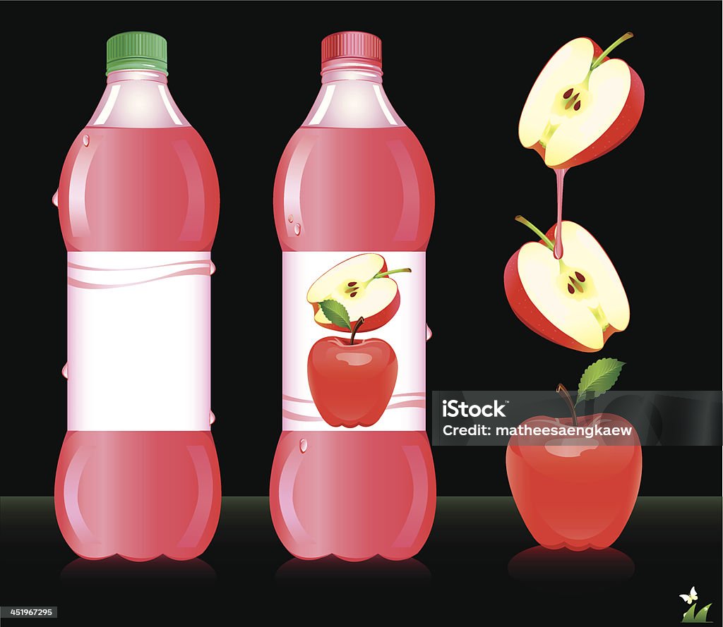 Flaschen für Apfelsaft. Vektor-illustration - Lizenzfrei Apfelsaft Vektorgrafik