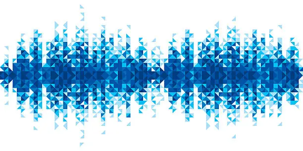 Vector illustration of Pixelated blue sound wave against white background