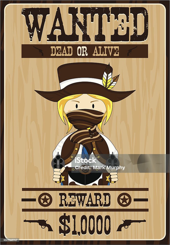 Cowgirl Cowboy Outlaw cartaz - Vetor de Arma de Fogo royalty-free