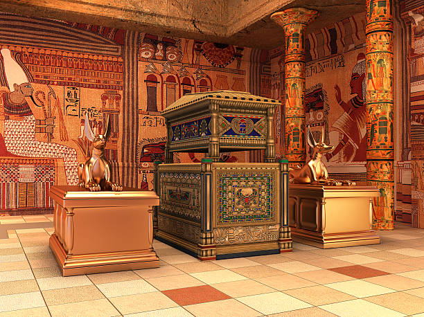 faraó's tomb (representação artística em 3d) - pharaonic tomb - fotografias e filmes do acervo