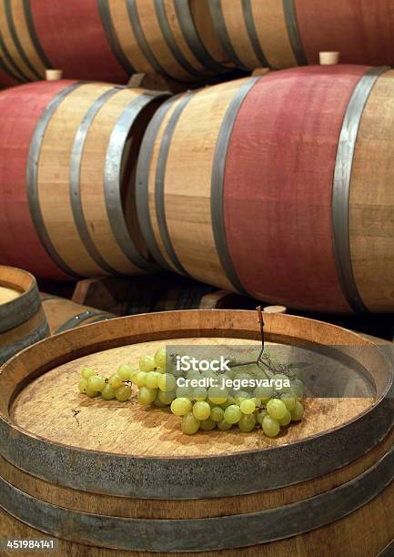 Bunch Of Grapes On The Barrel Stock Photo - Download Image Now - Acid, Aging Process, Agriculture