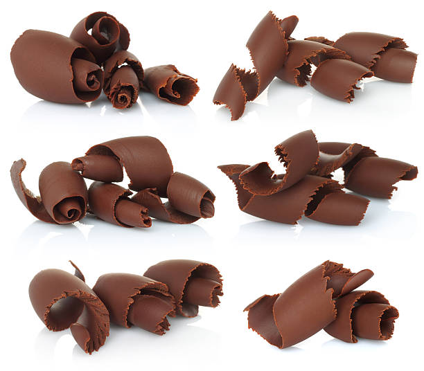 Chocolate shavings set stock photo