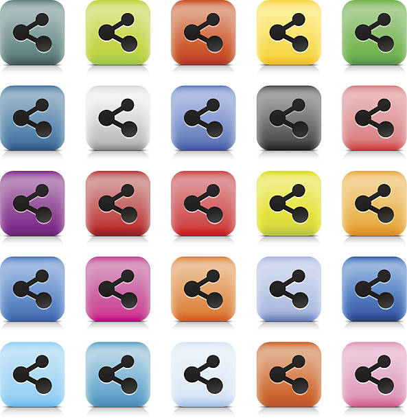 공유 웹 버튼을 클릭하면 색상 인터넷 아이콘크기 블랙 그림 문자 - square shape plus sign mathematical symbol social networking stock illustrations
