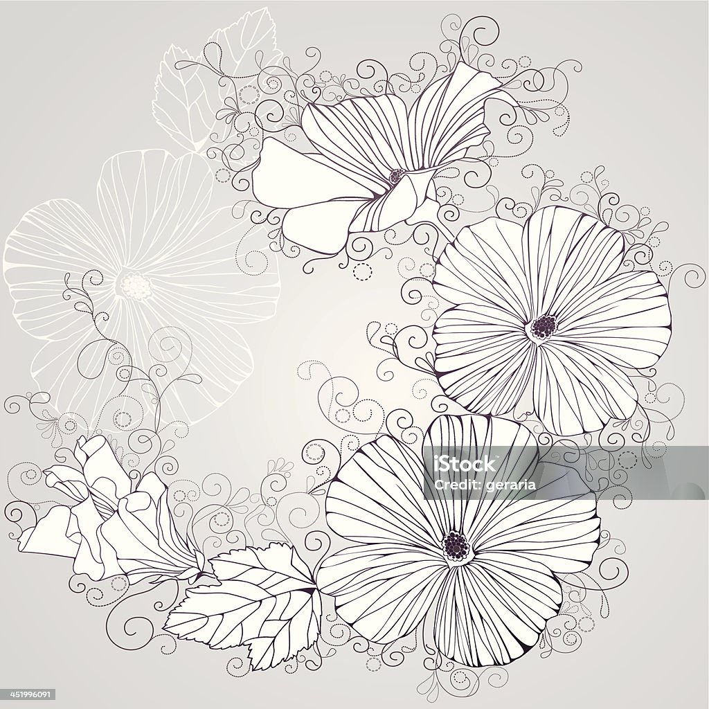 De fundo Vector com flores de hibisco - Vetor de Arabesco - Padrão royalty-free