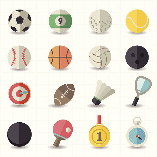 sport ikony - tennis ball american football football stock illustrations