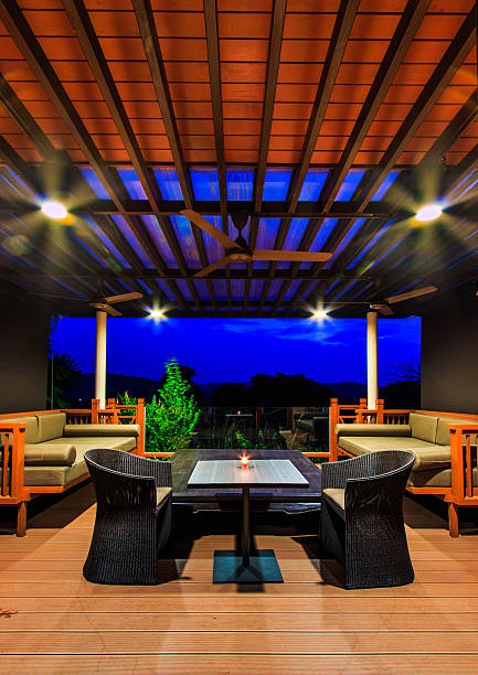 istock Interior design: Beautiful modern terrace lounge Morning 452008537