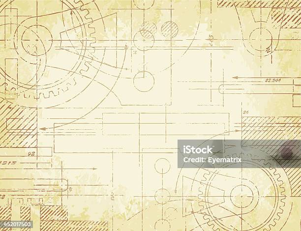 Old Technical Drawing Stock Illustration - Download Image Now - Old, Blueprint, Plan - Document