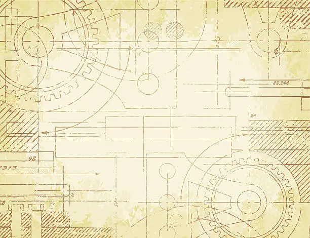 Vector illustration of Old Technical Drawing