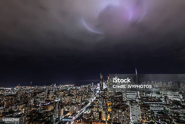 Downtown Toronto At Night Stock Photo - Download Image Now - Backgrounds, Business, CN Tower