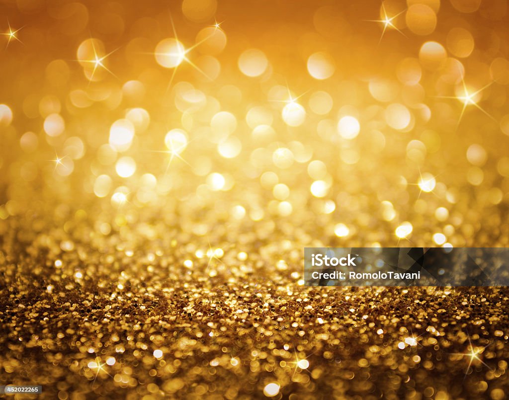 golden glitter and stars closeup for christmas background - gold Abstract Stock Photo