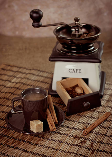 Cup of coffee with cinnamon stock photo